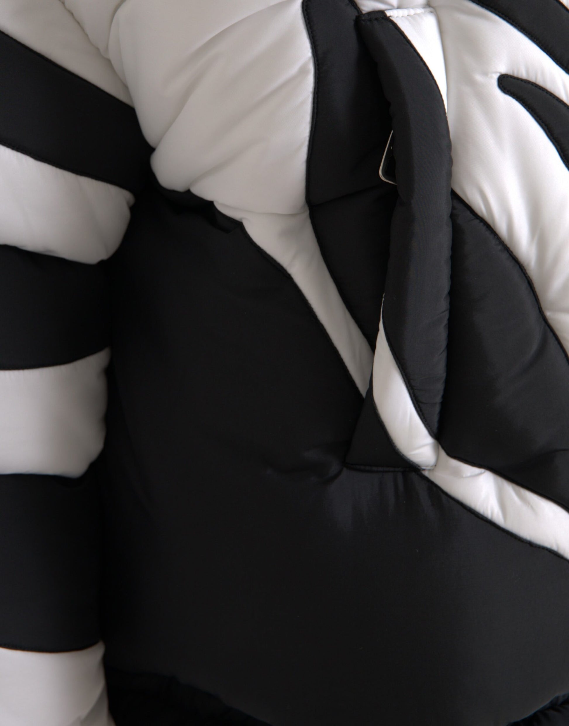 Dolce & Gabbana Black White Stripes Hooded Puffer Jacket Dolce & Gabbana