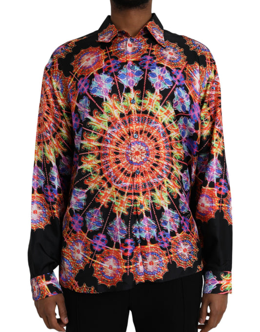Dolce & Gabbana Multicolor Luminarie Silk Men Casual Shirt Dolce & Gabbana