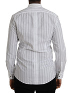 Dolce & Gabbana Black White Striped Formal Dress GOLD Shirt - Eljoys Fashion 