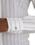 Dolce & Gabbana Black White Striped Formal Dress GOLD Shirt - Eljoys Fashion 
