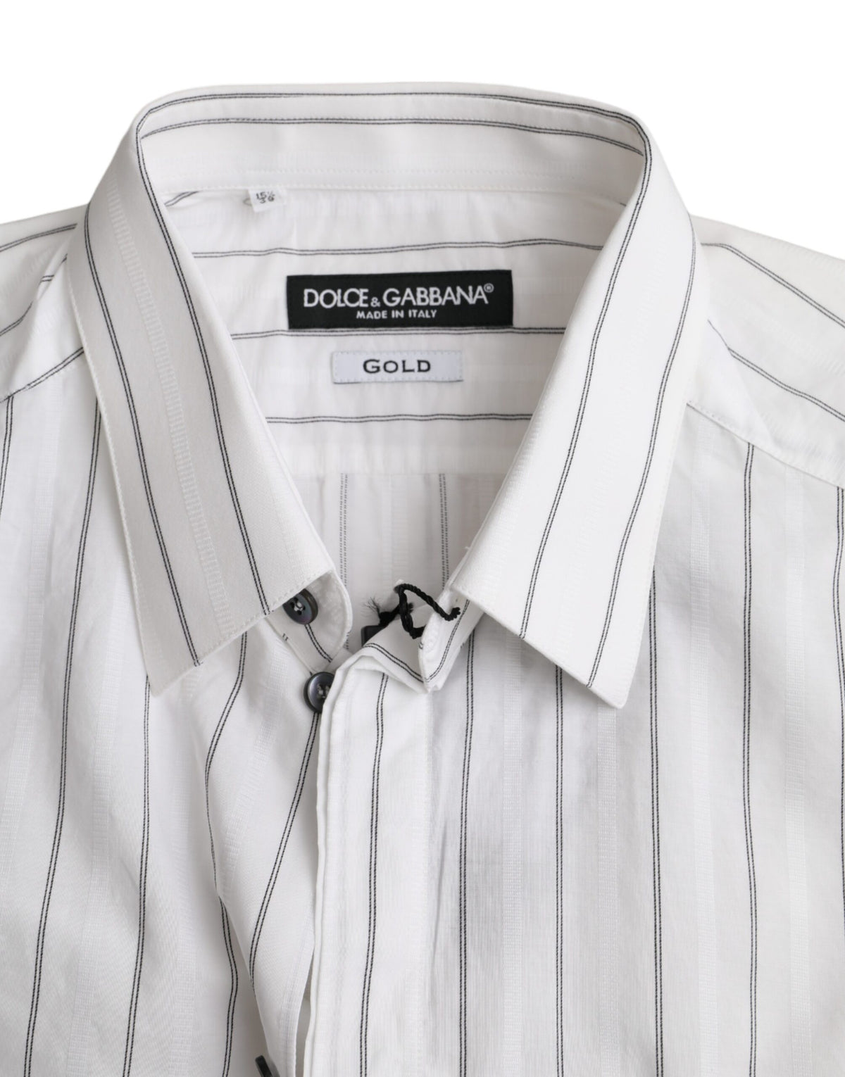Dolce & Gabbana Black White Striped Formal Dress GOLD Shirt - Eljoys Fashion 