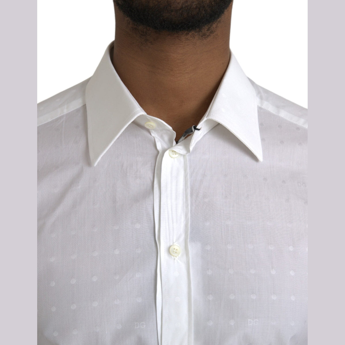 Dolce & Gabbana White Logo Cotton Men Dress GOLD Shirt