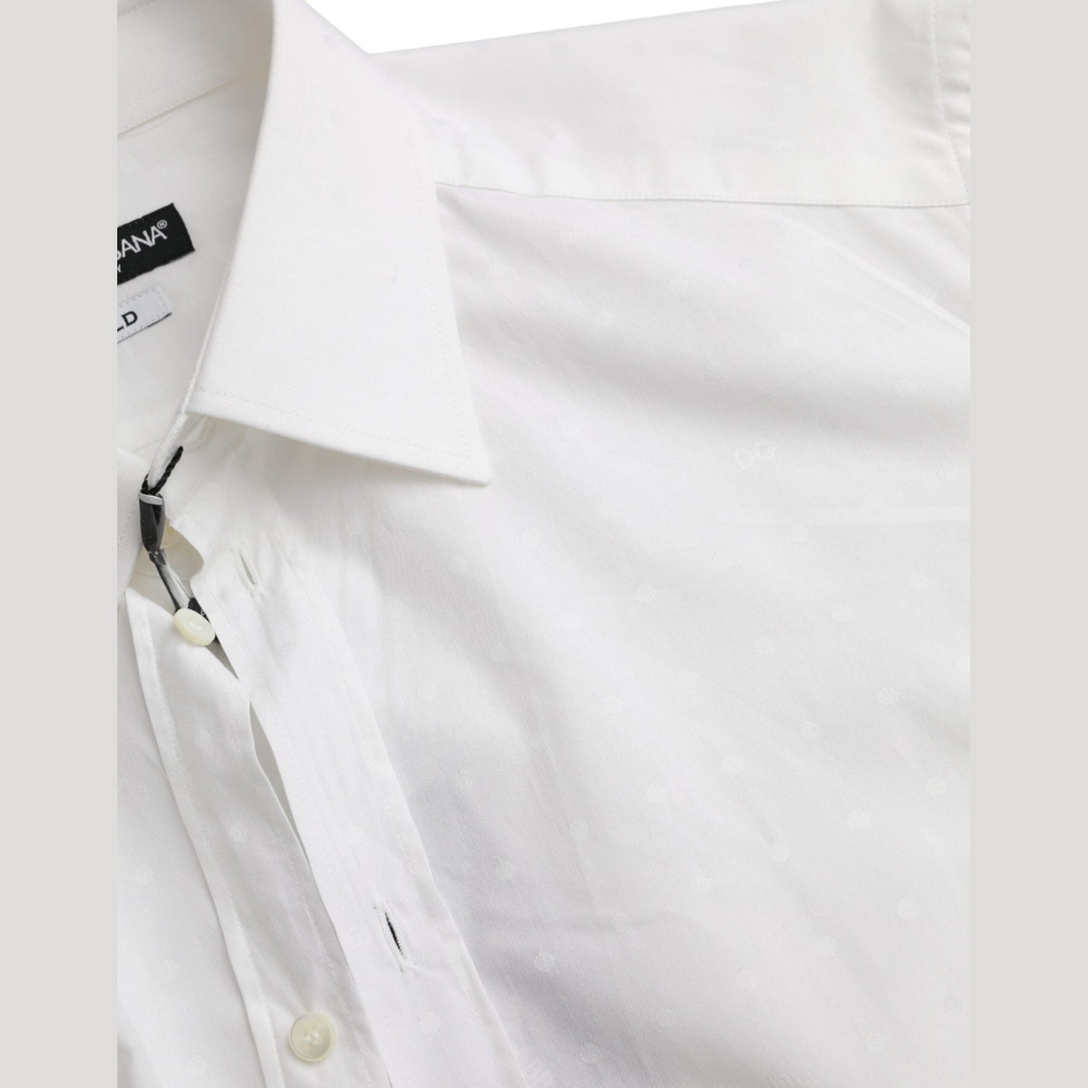 Dolce & Gabbana White Logo Cotton Men Dress GOLD Shirt