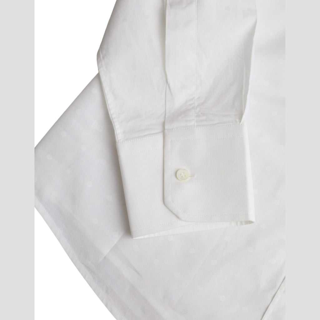 Dolce & Gabbana White Logo Cotton Men Dress GOLD Shirt