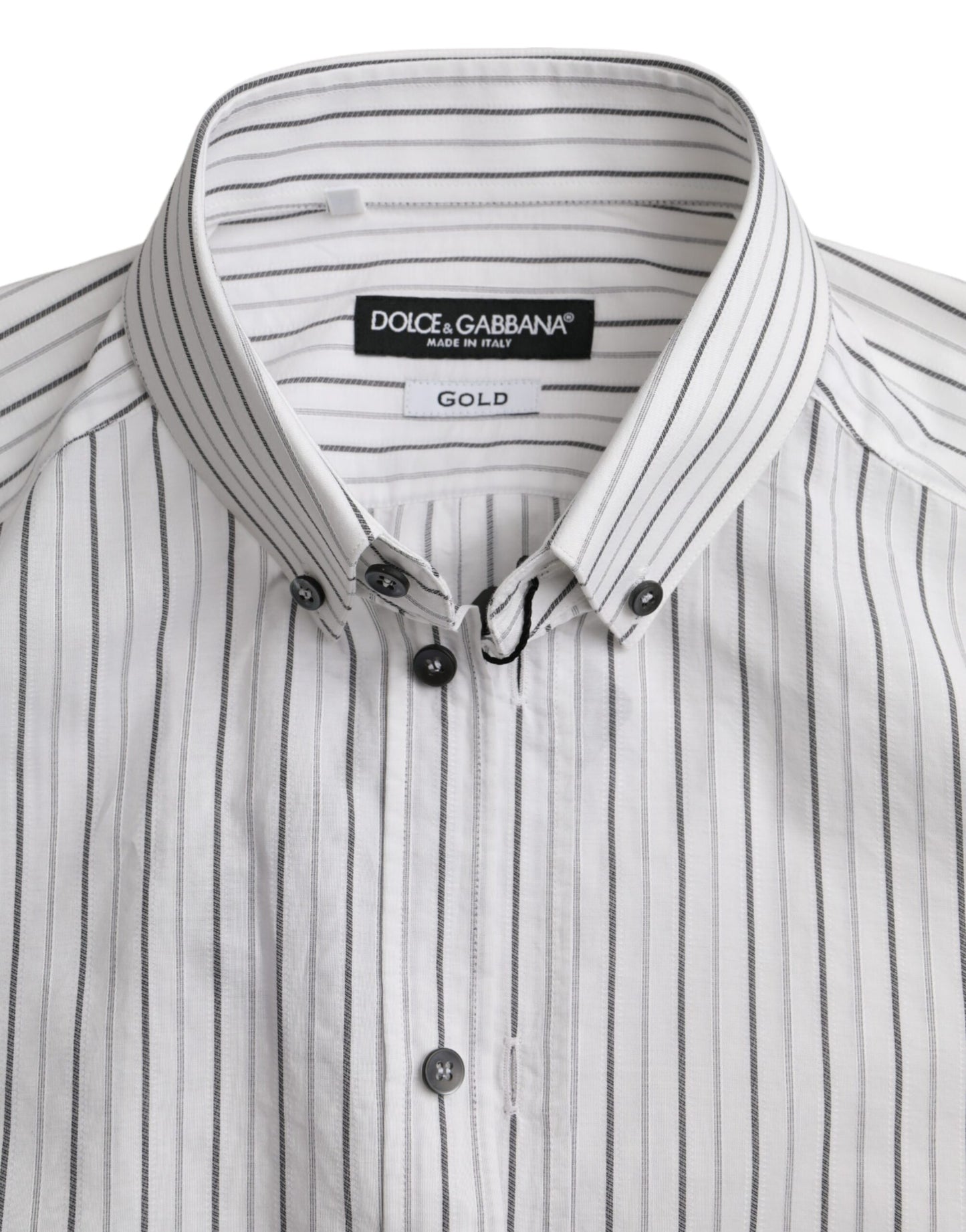 Dolce & Gabbana Black White Striped Formal Dress GOLD Shirt Dolce & Gabbana