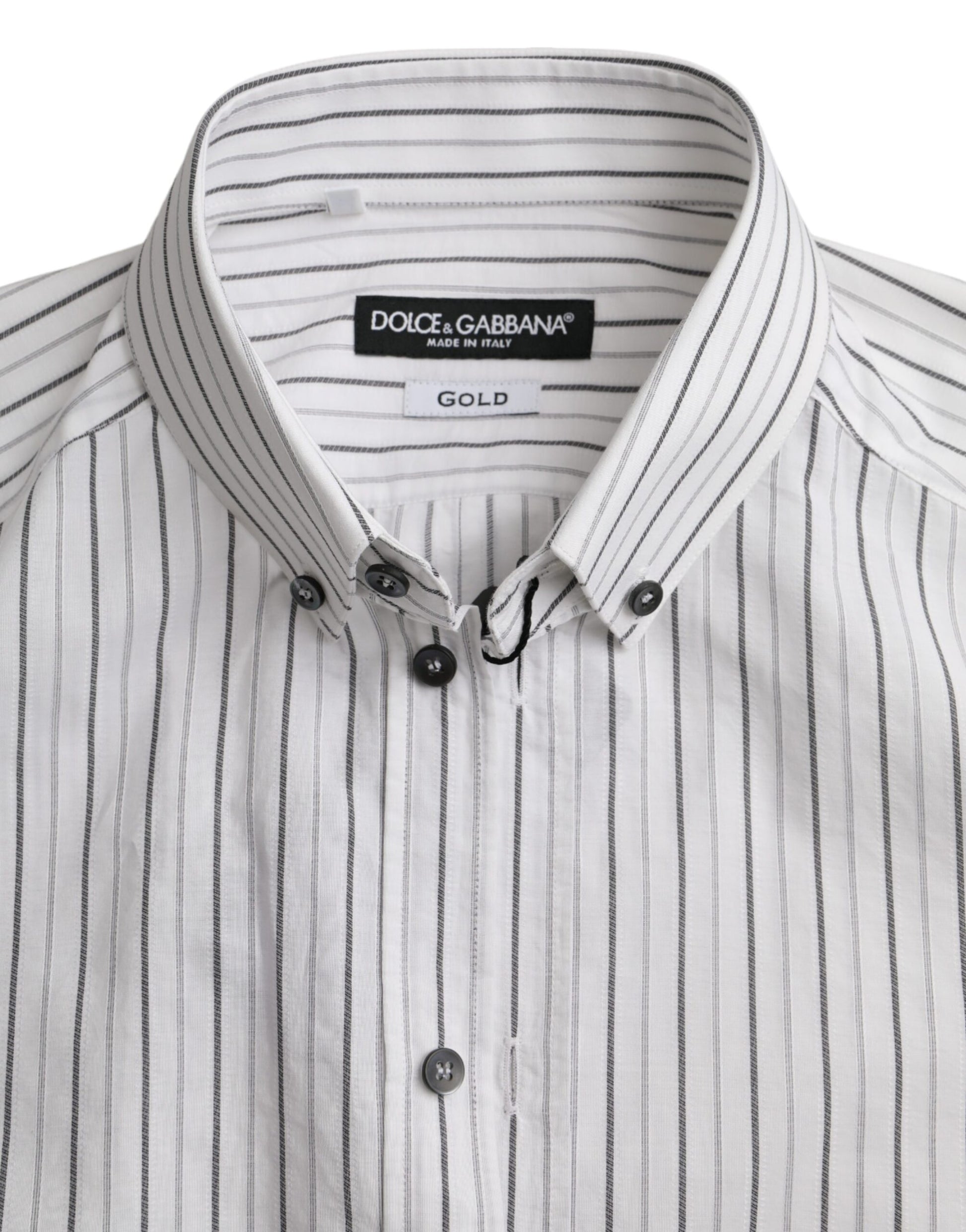 Dolce & Gabbana Black White Striped Formal Dress GOLD Shirt Dolce & Gabbana