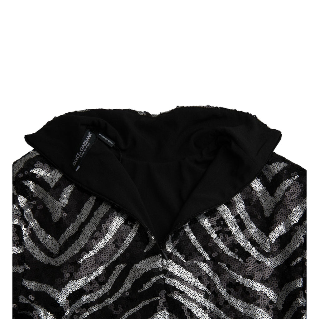 Dolce & Gabbana Black Silver Sequined Polyester Sweater