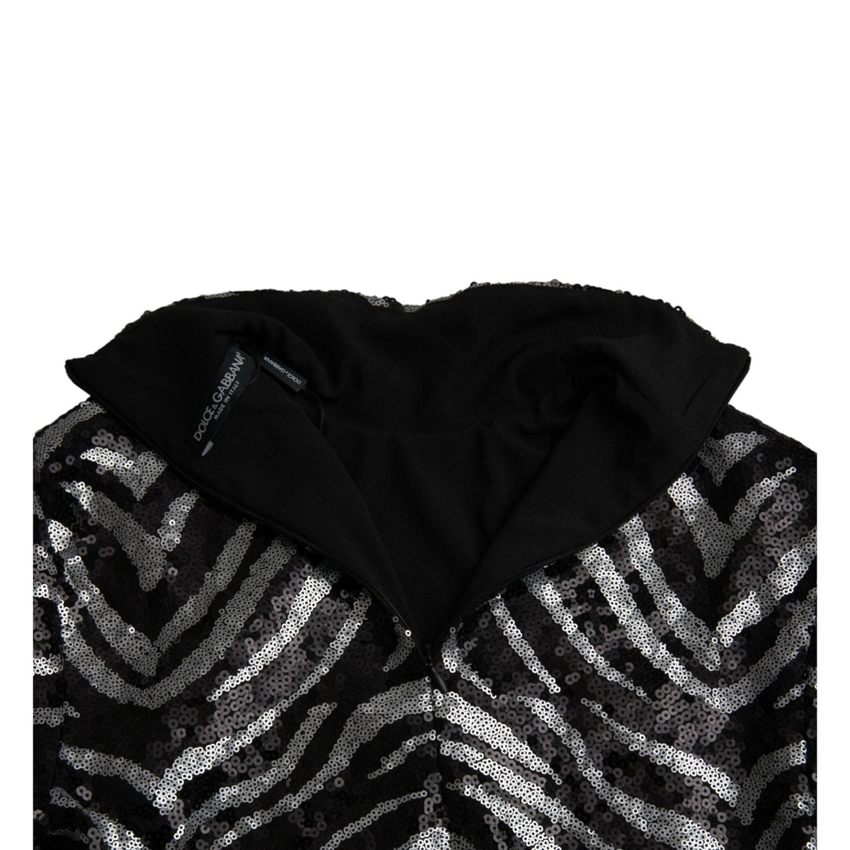 Dolce & Gabbana Black Silver Sequined Polyester Sweater