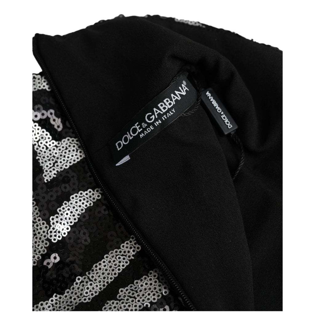 Dolce & Gabbana Black Silver Sequined Polyester Sweater