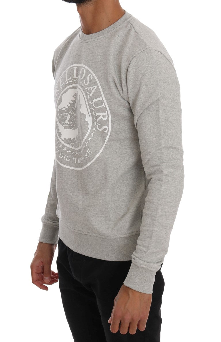 Frankie Morello Gray Cotton Crewneck Pullover Sweater Frankie Morello