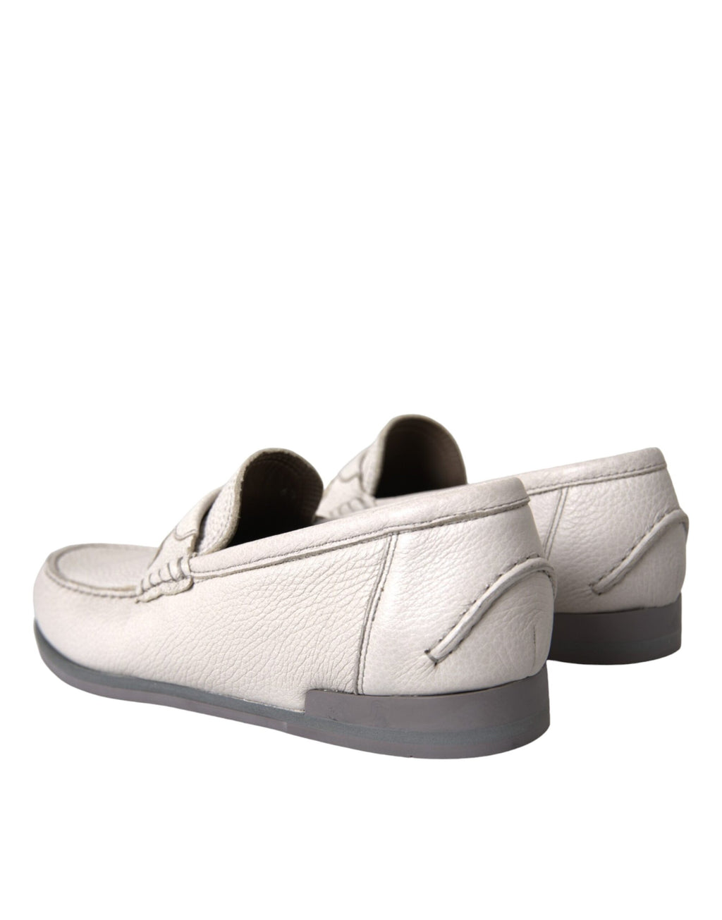 Dolce & Gabbana white and gray leather slip mocassin shoes, stylish loafer with sleek design and classic craftsmanship.