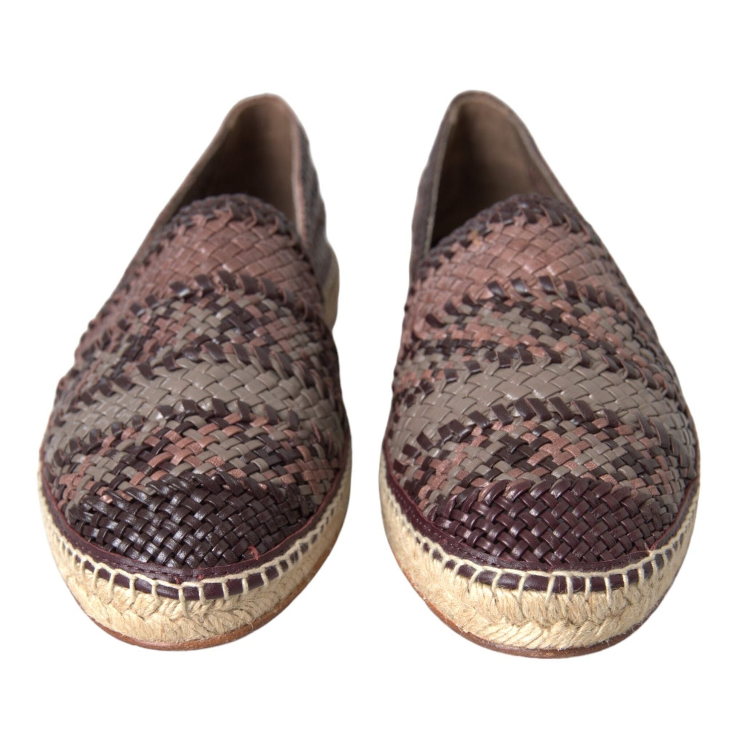 Dolce & Gabbana Brown Buffalo Leather Espadrille Flats Shoes Dolce & Gabbana