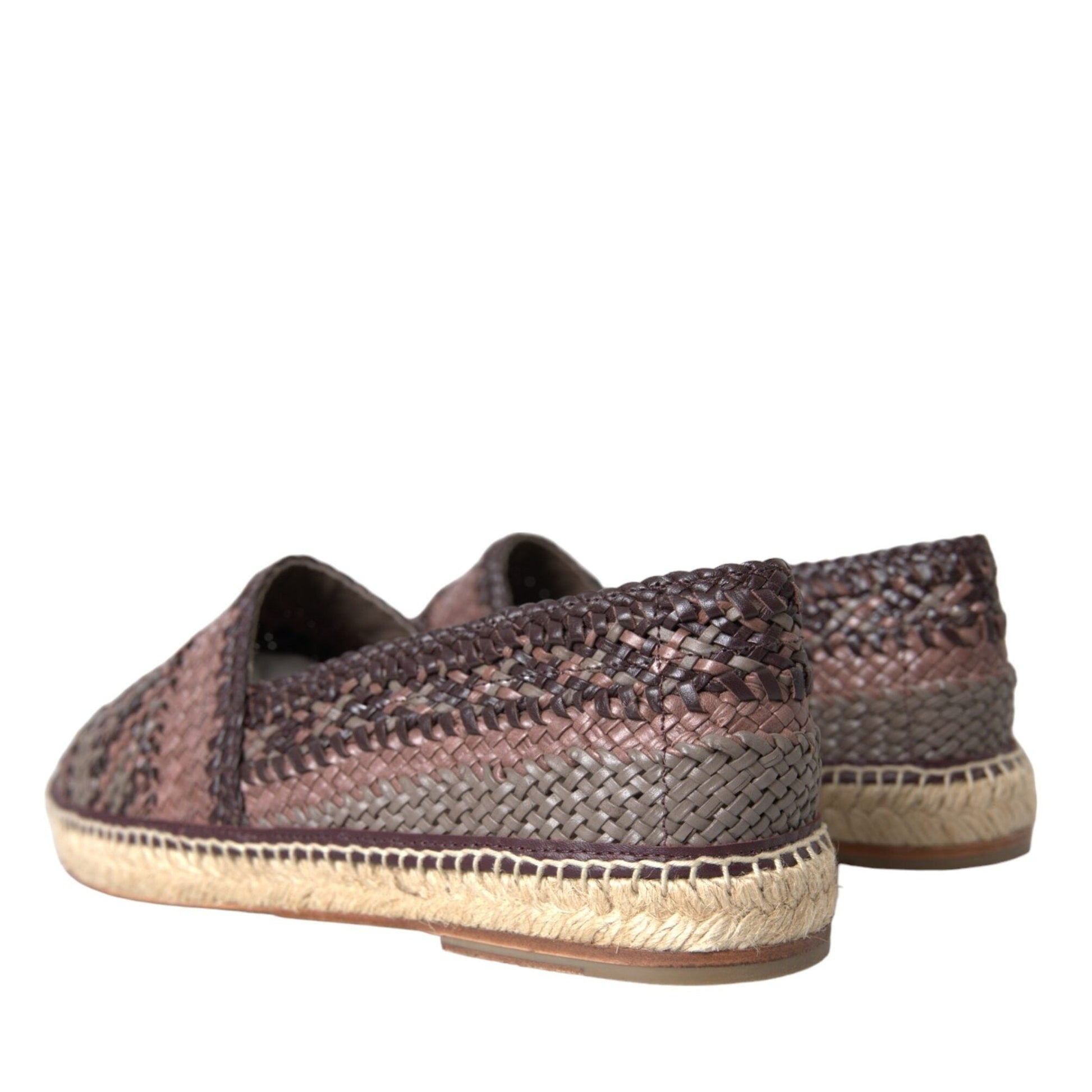 Dolce & Gabbana Brown Buffalo Leather Espadrille Flats Shoes Dolce & Gabbana