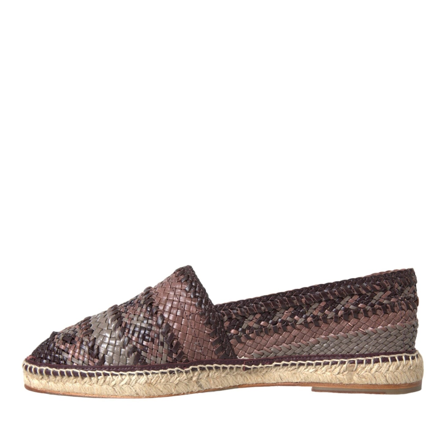 Dolce & Gabbana Brown Buffalo Leather Espadrille Flats Shoes Dolce & Gabbana