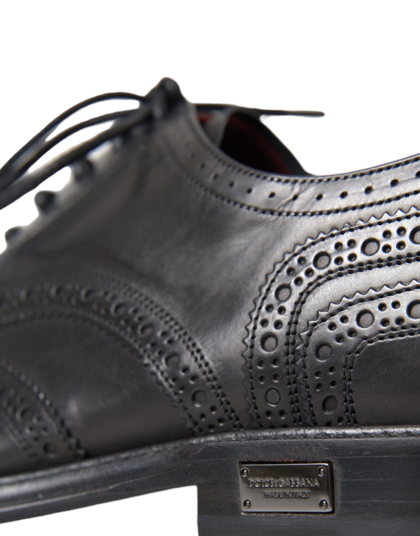 Dolce & Gabbana Black Leather Oxford Wingtip Formal Men Shoes Dolce & Gabbana