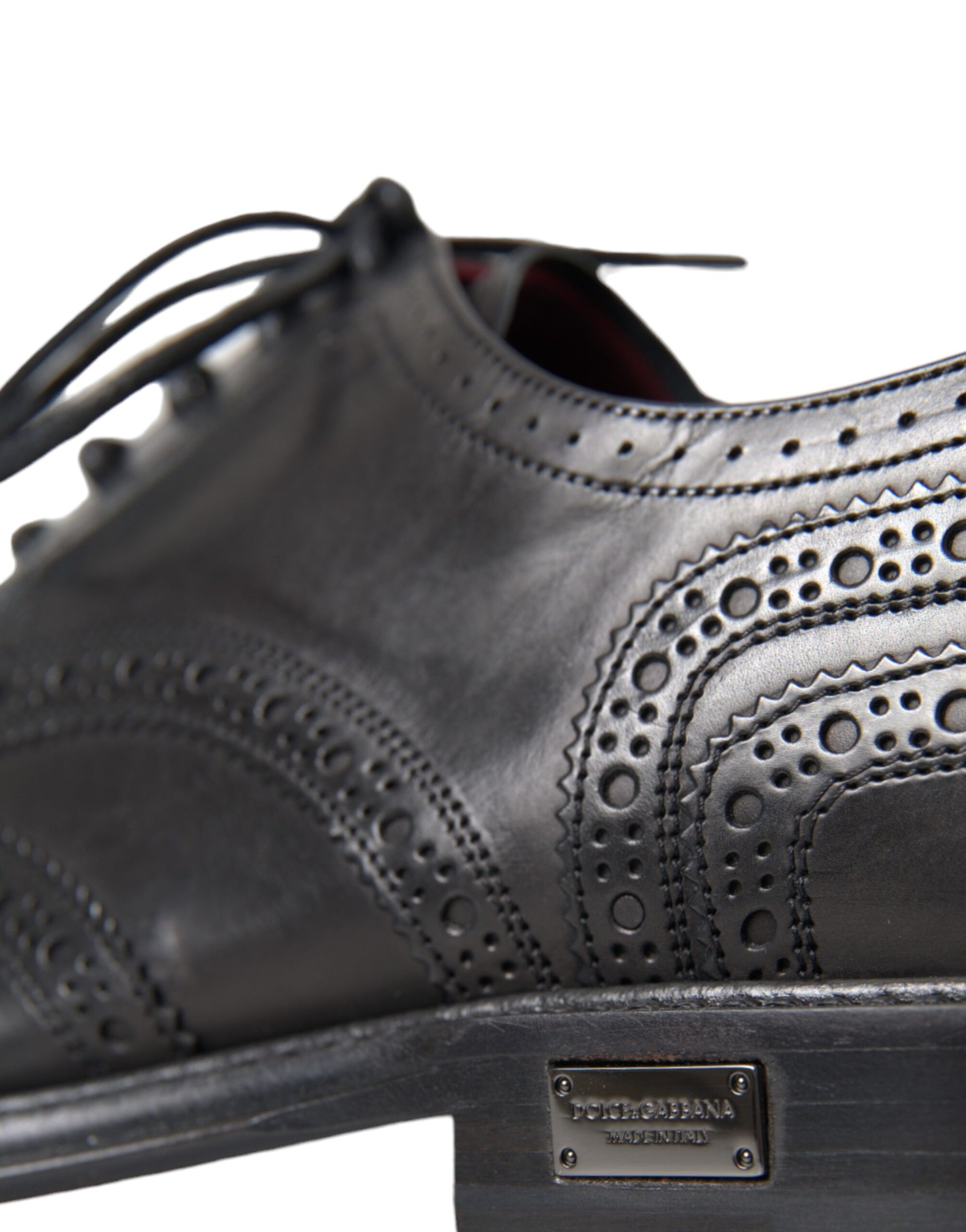 Dolce & Gabbana Black Leather Oxford Wingtip Formal Men Shoes Dolce & Gabbana