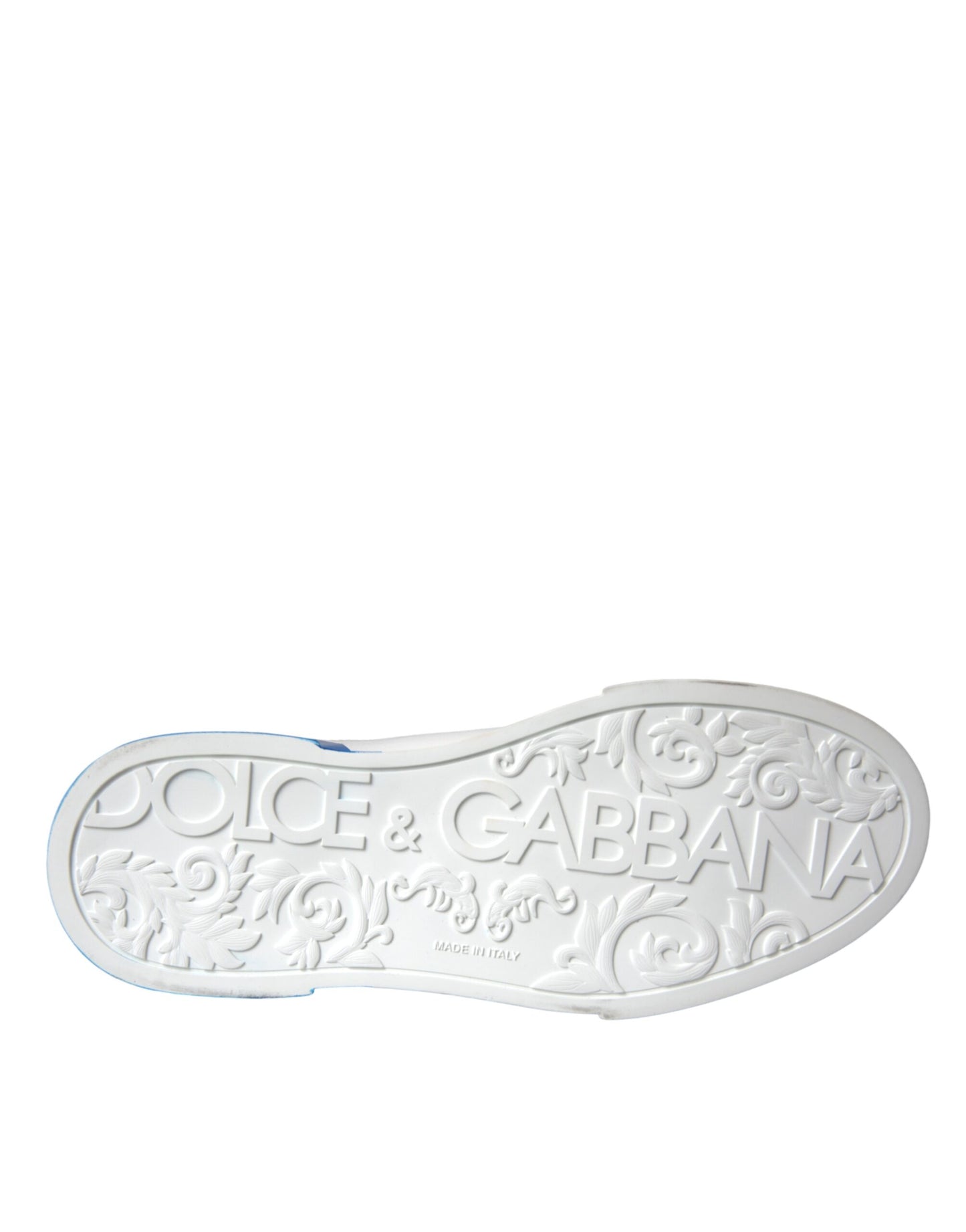 Dolce & Gabbana White Blue Leather Logo Low Top Sneakers Shoes Dolce & Gabbana