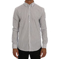 Frankie Morello White Blue Striped Casual Cotton Regular Fit Shirt