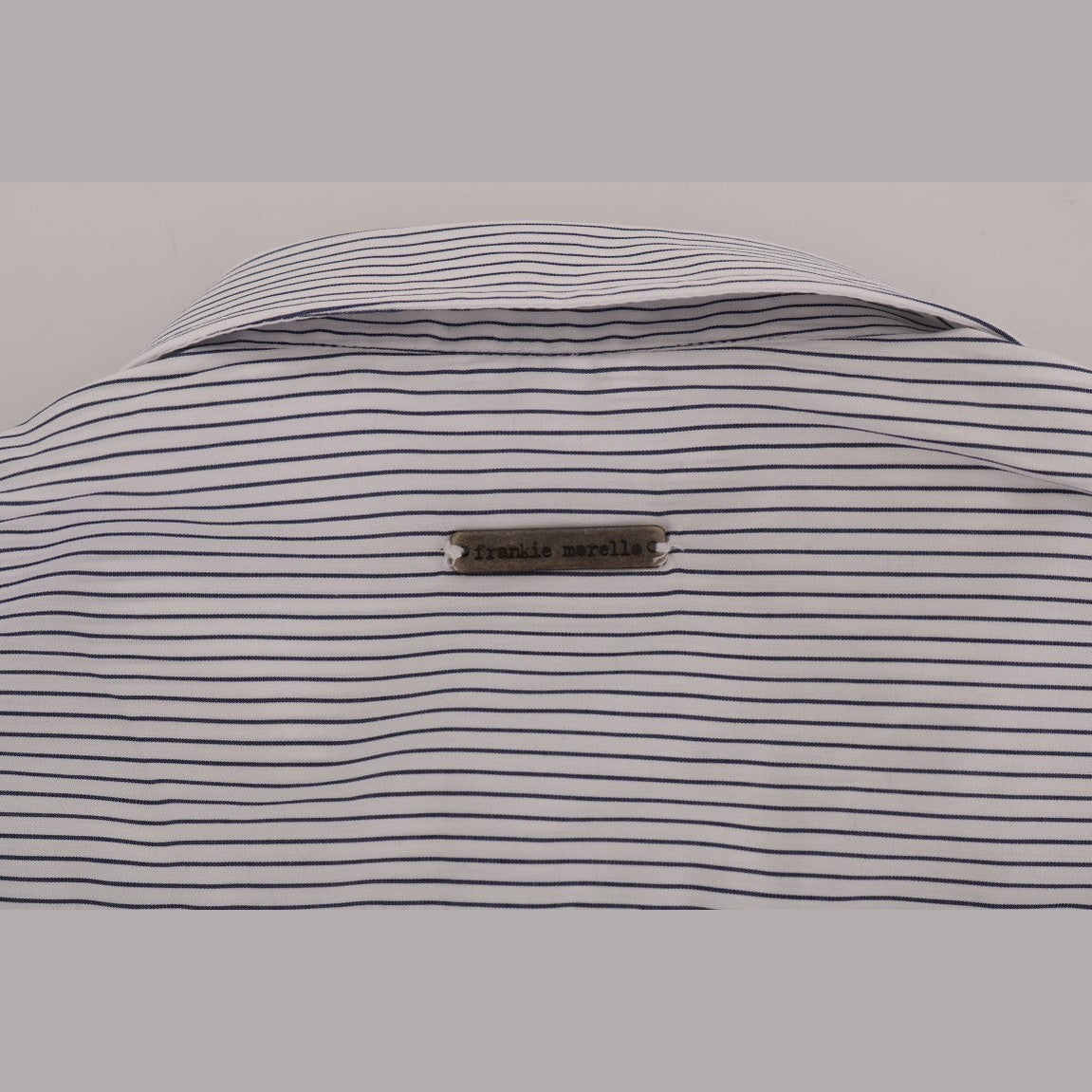 Frankie Morello White Blue Striped Casual Cotton Regular Fit Shirt