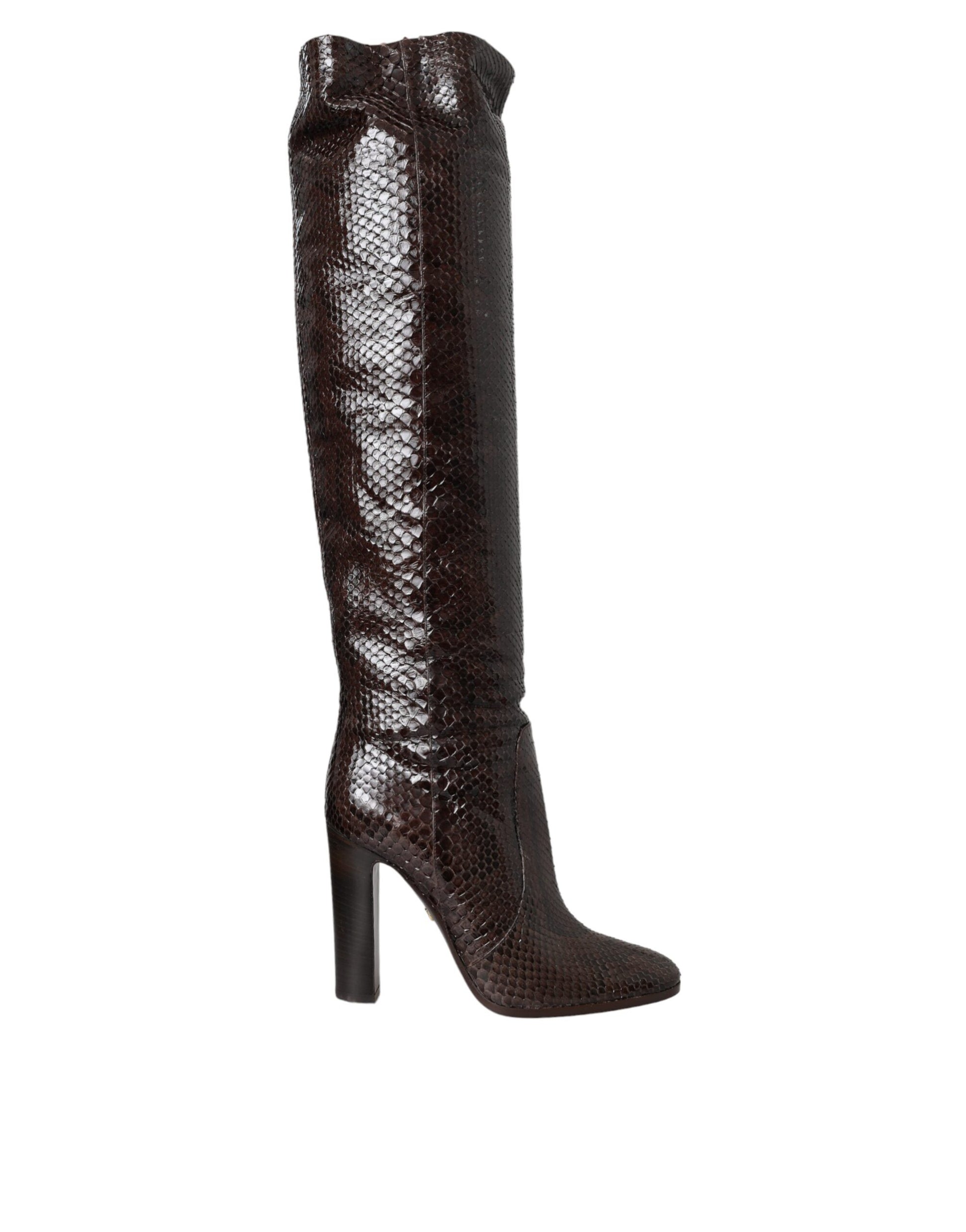 Dolce & Gabbana Brown Exotic Leather Heels High Boots Shoes Dolce & Gabbana