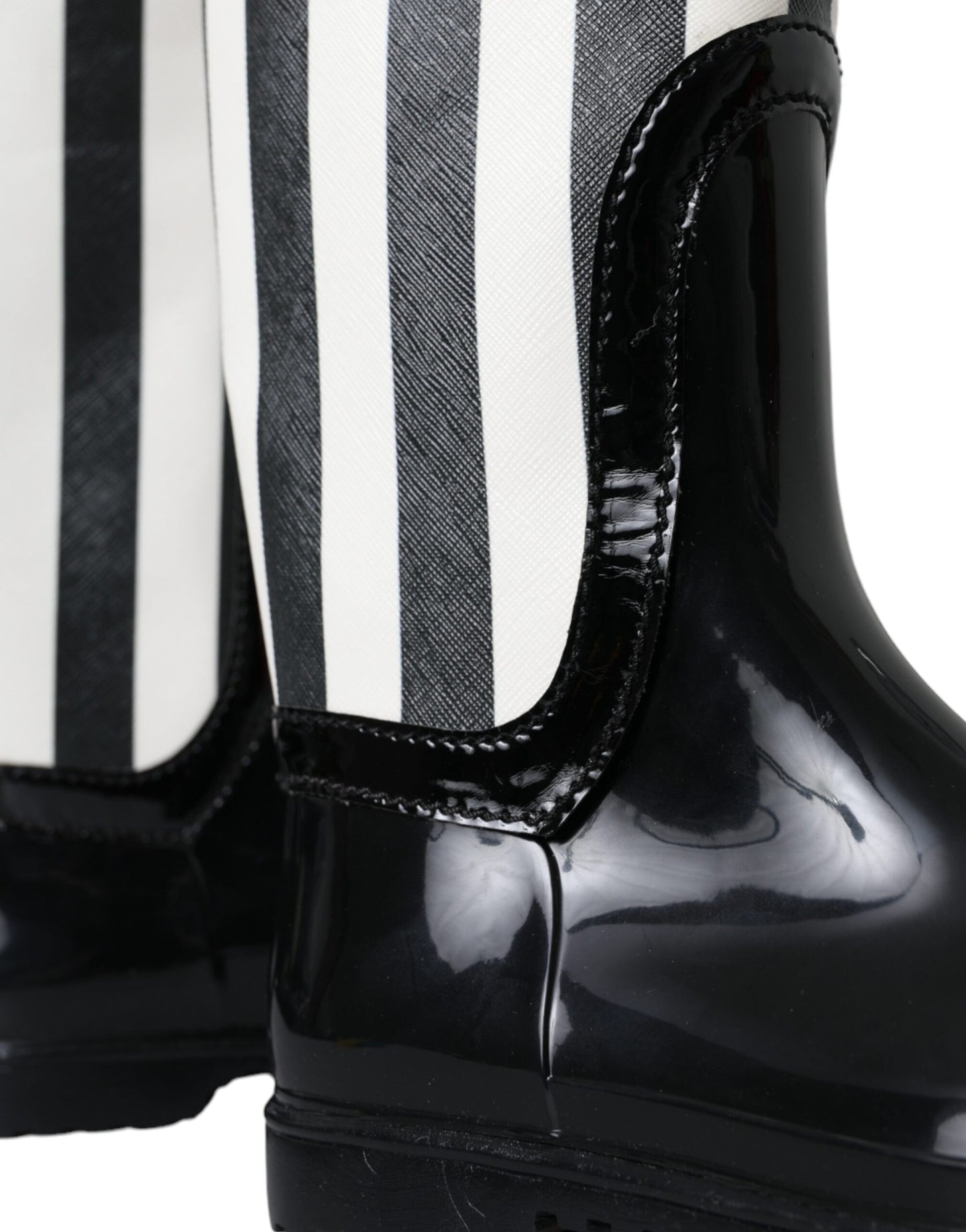 Dolce & Gabbana Black Rubber Knee High Flat Boots Shoes Dolce & Gabbana