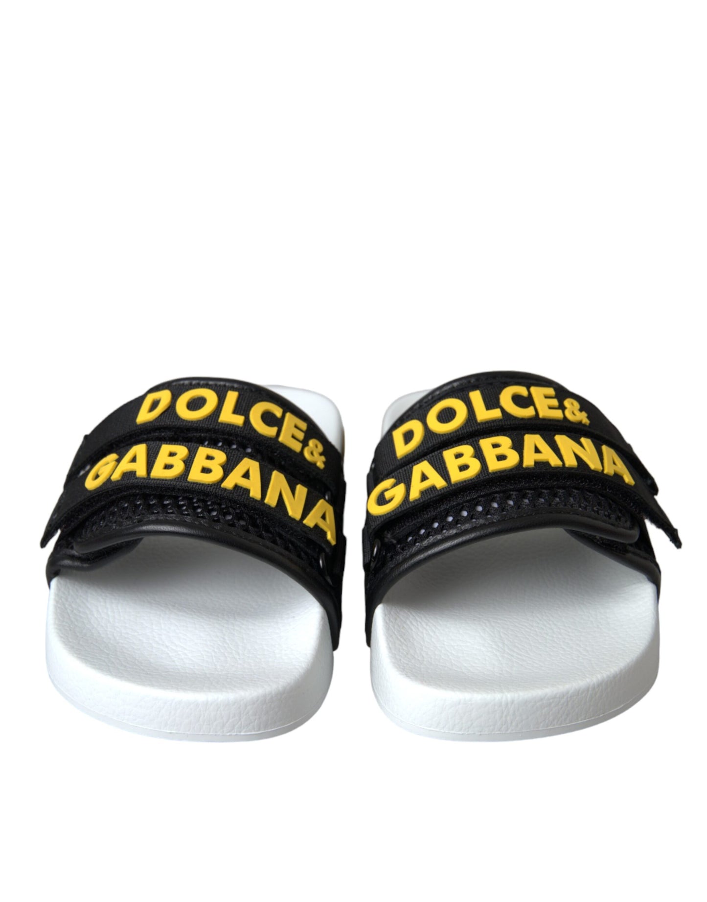 Dolce & Gabbana White Black Logo Beachwear Flats Sandals Shoes Dolce & Gabbana