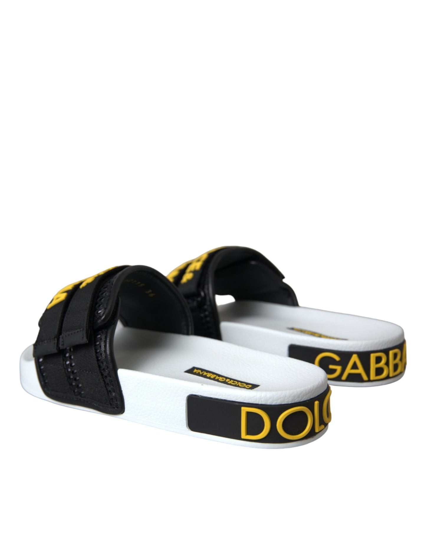 Dolce & Gabbana White Black Logo Beachwear Flats Sandals Shoes Dolce & Gabbana