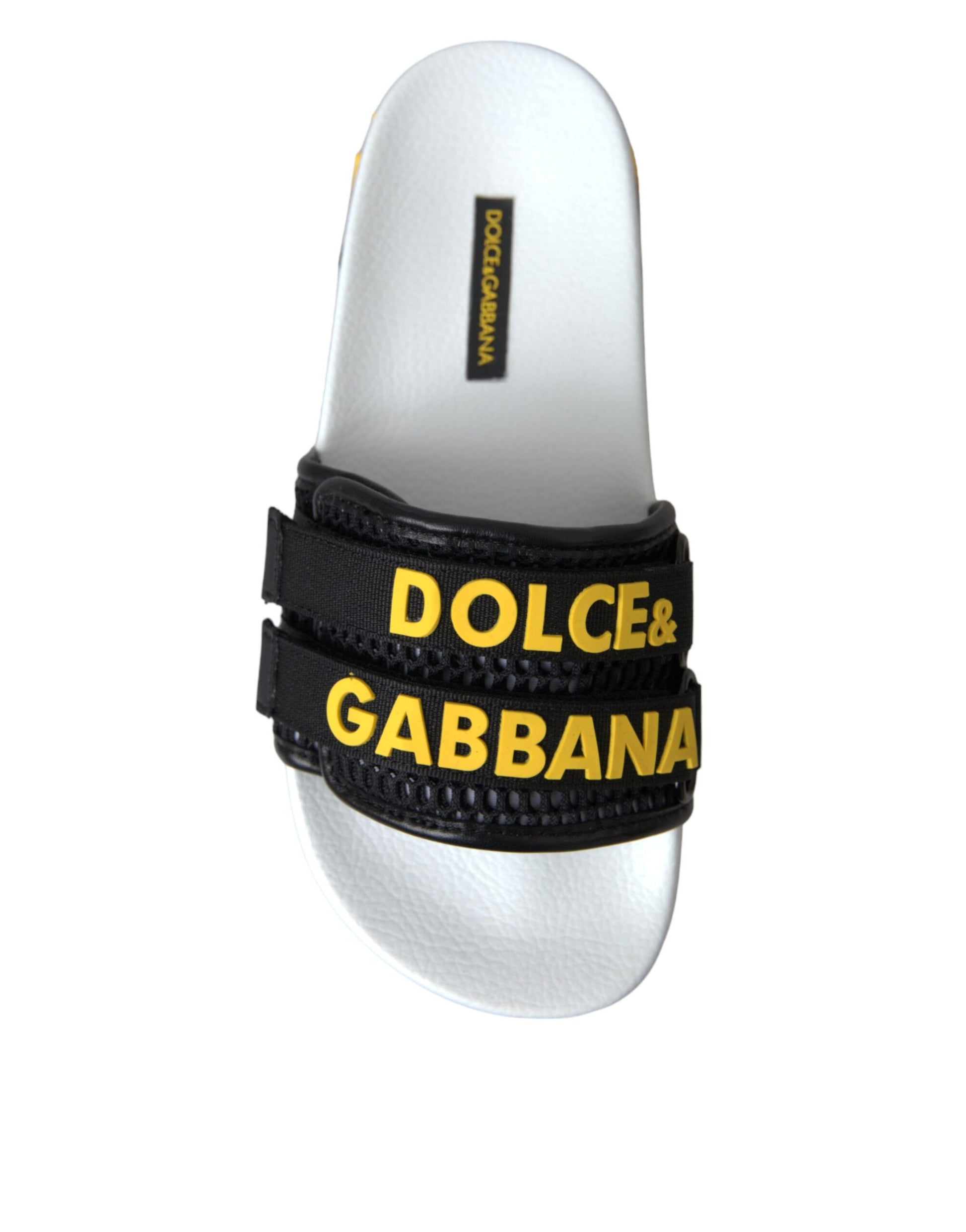 Dolce & Gabbana White Black Logo Beachwear Flats Sandals Shoes Dolce & Gabbana