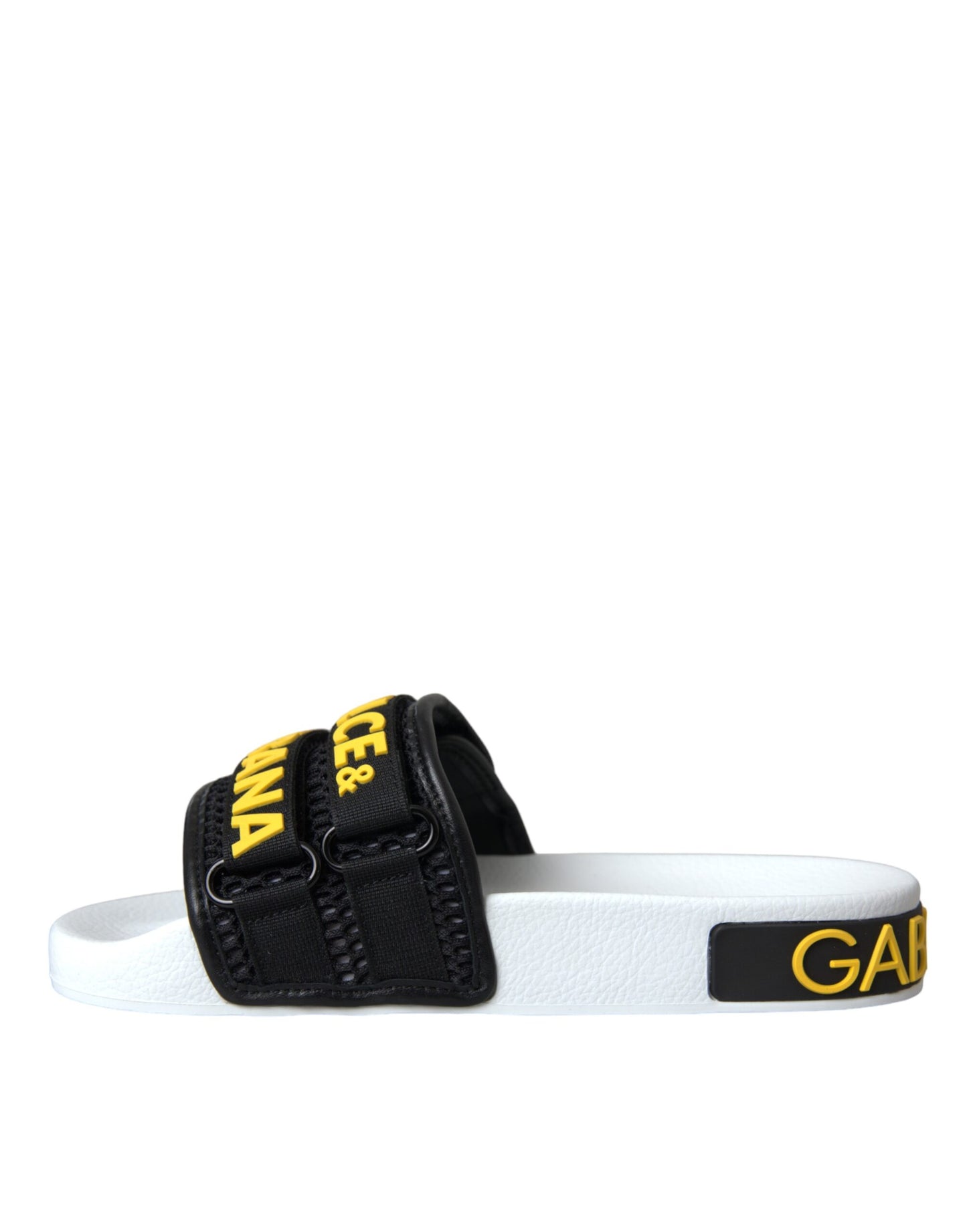 Dolce & Gabbana White Black Logo Beachwear Flats Sandals Shoes Dolce & Gabbana
