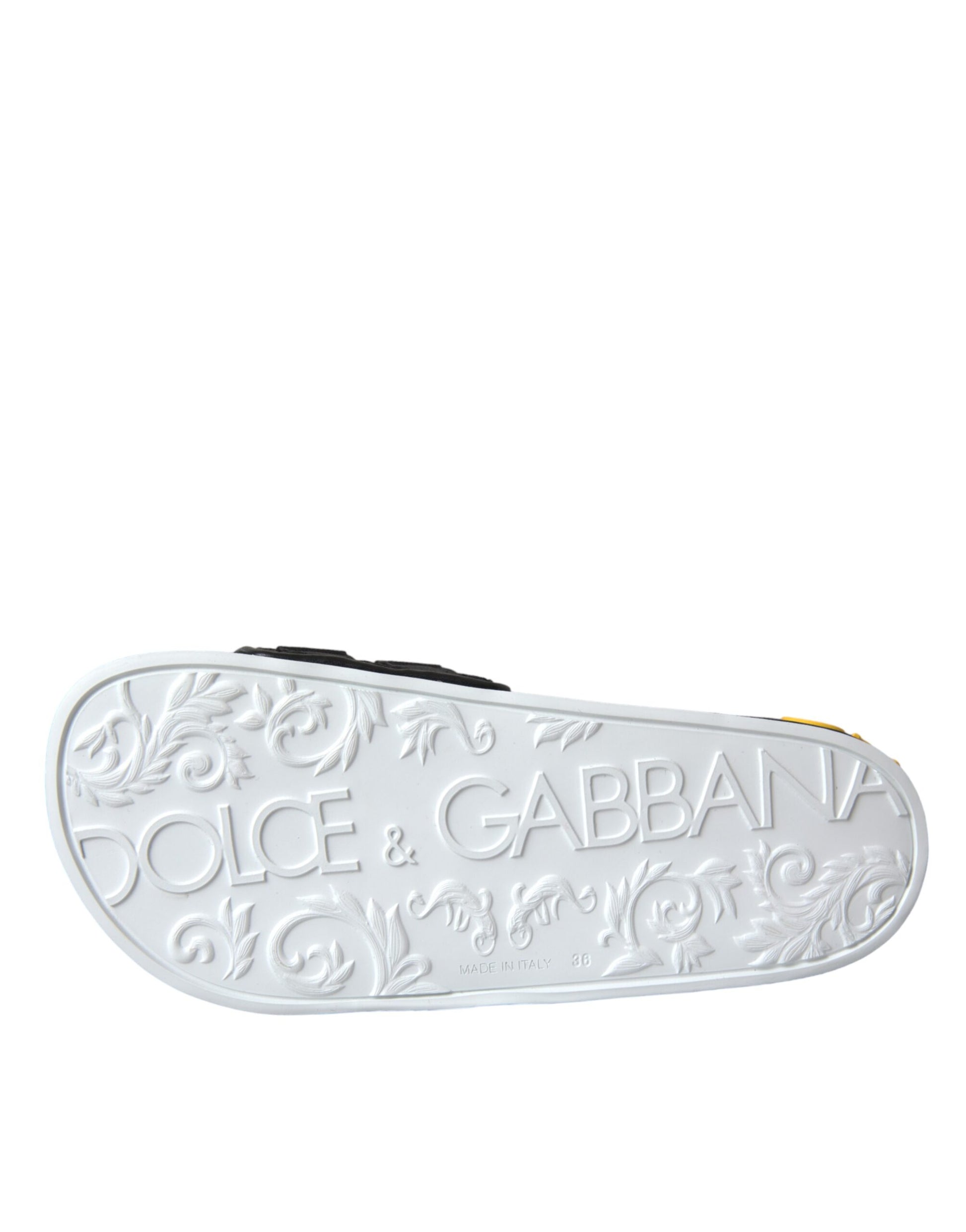 Dolce & Gabbana White Black Logo Beachwear Flats Sandals Shoes Dolce & Gabbana