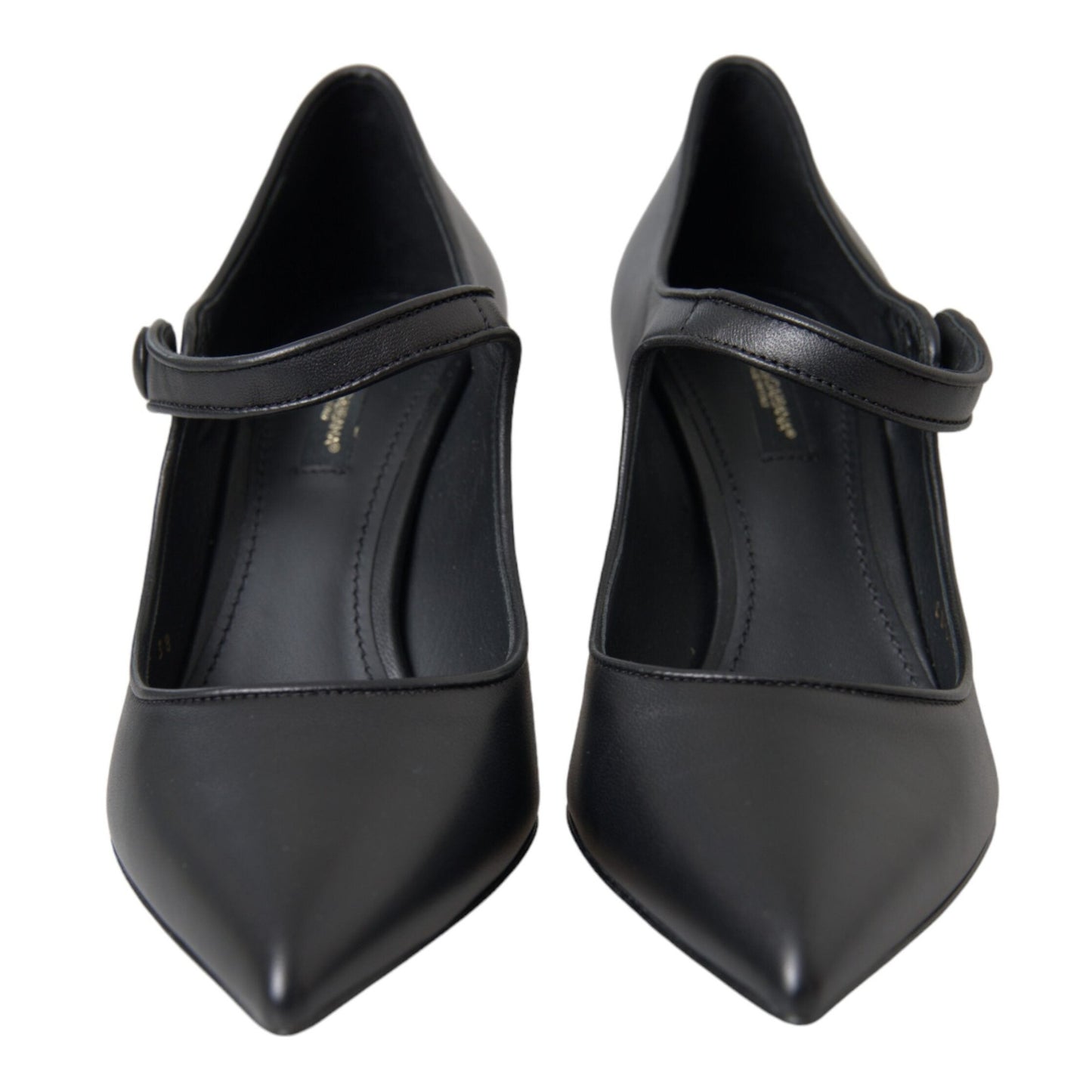 Dolce & Gabbana Black Leather Logo Heels Mary Janes Pumps Shoes Dolce & Gabbana