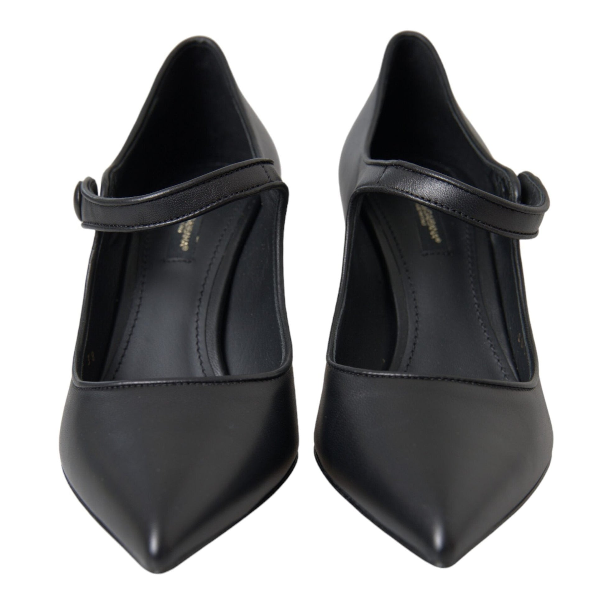 Dolce & Gabbana Black Leather Logo Heels Mary Janes Pumps Shoes Dolce & Gabbana