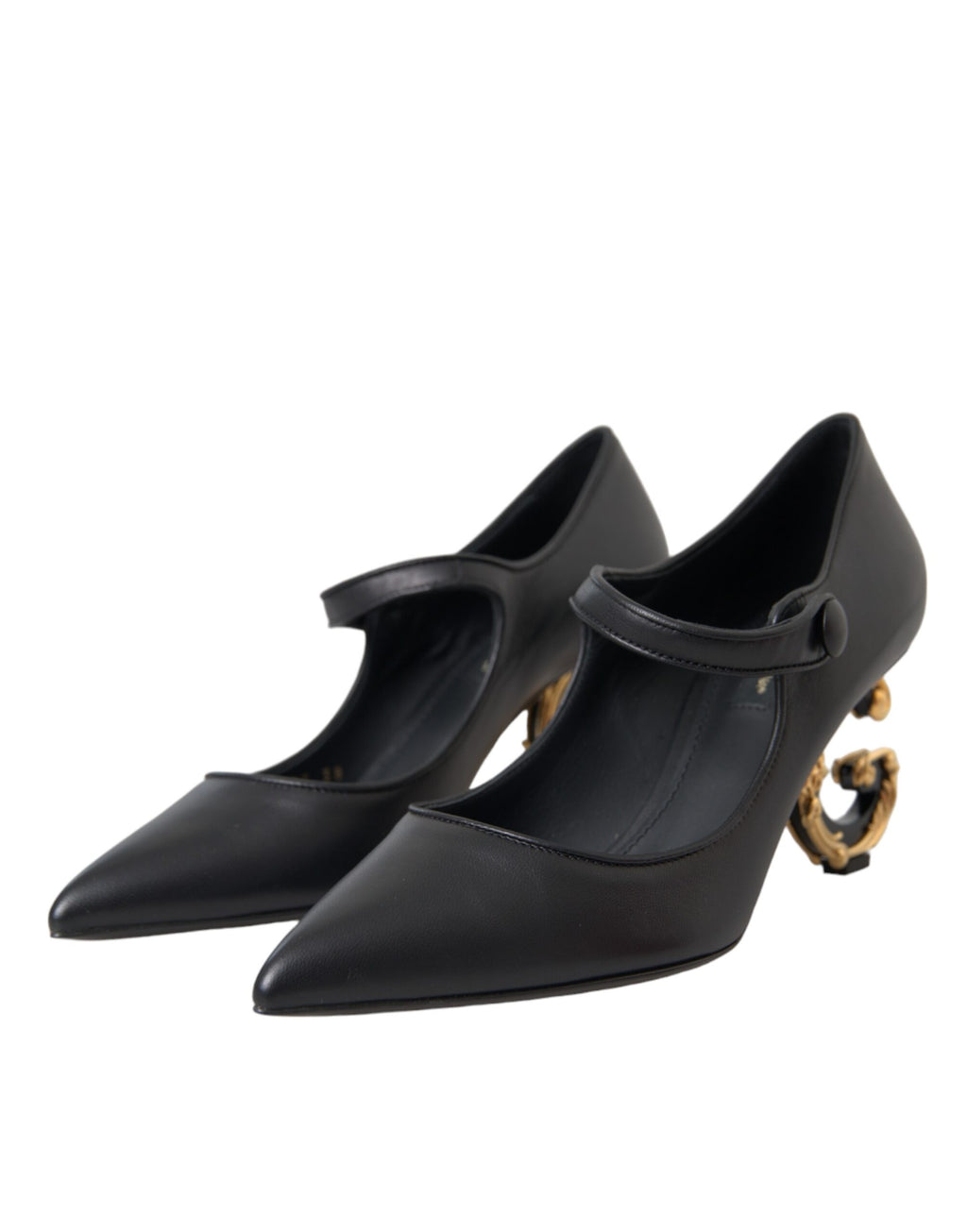 Dolce & Gabbana Black Leather Logo Heels Mary Janes Pumps Shoes - Eljoys Fashion 