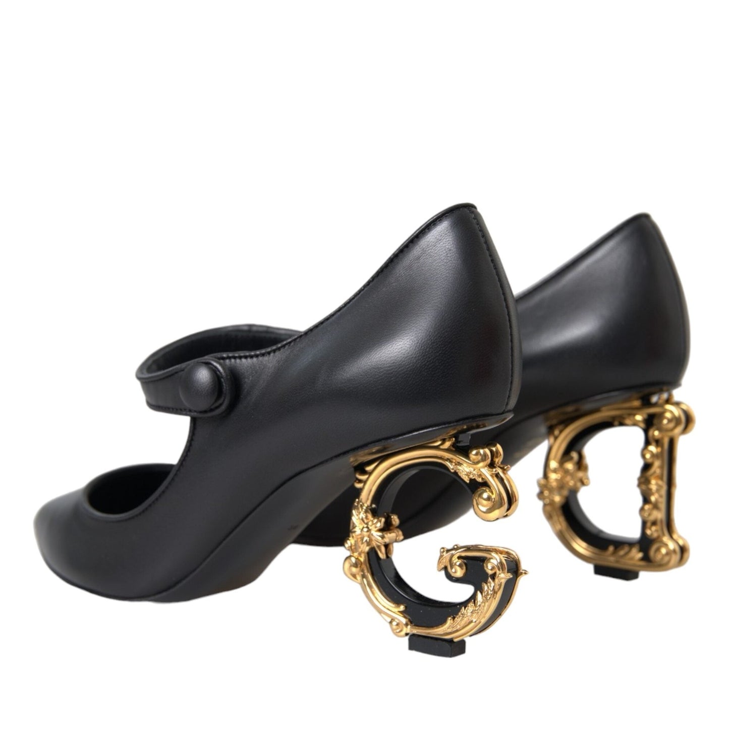 Dolce & Gabbana Black Leather Logo Heels Mary Janes Pumps Shoes Dolce & Gabbana
