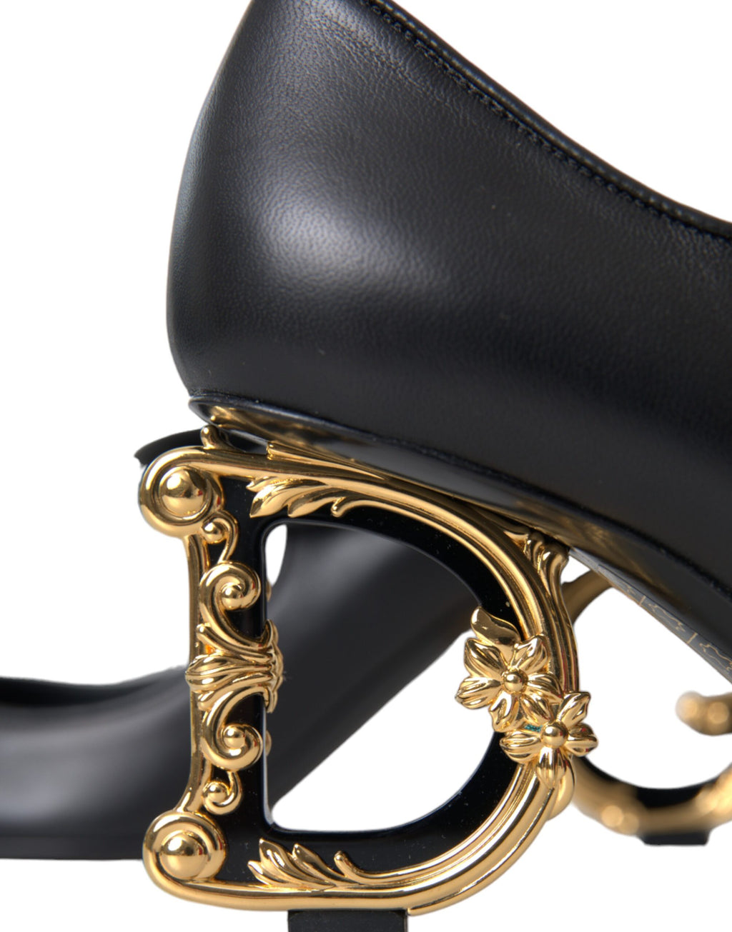 Dolce & Gabbana Black Leather Logo Heels Mary Janes Pumps Shoes - Eljoys Fashion 