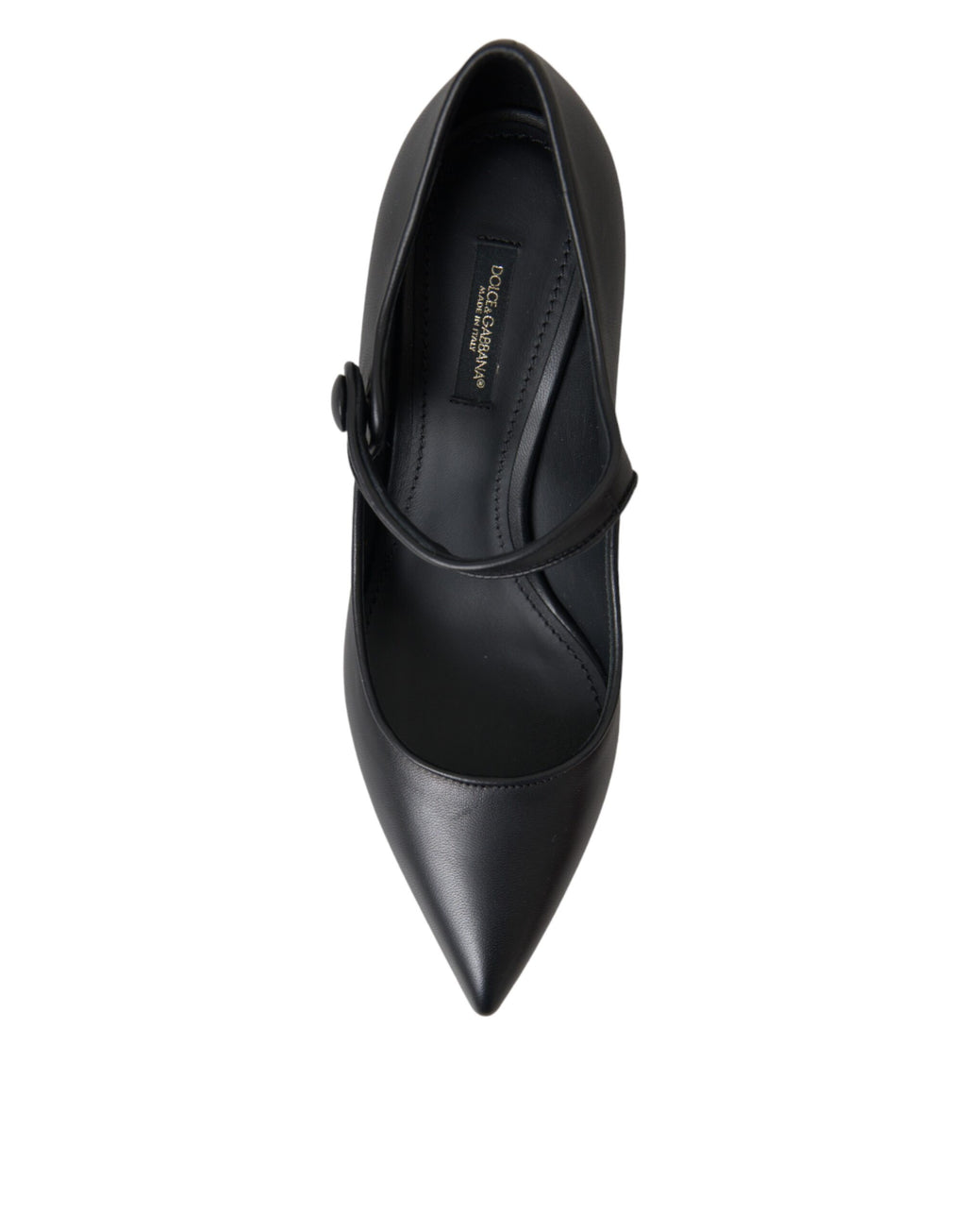 Dolce & Gabbana Black Leather Logo Heels Mary Janes Pumps Shoes - Eljoys Fashion 