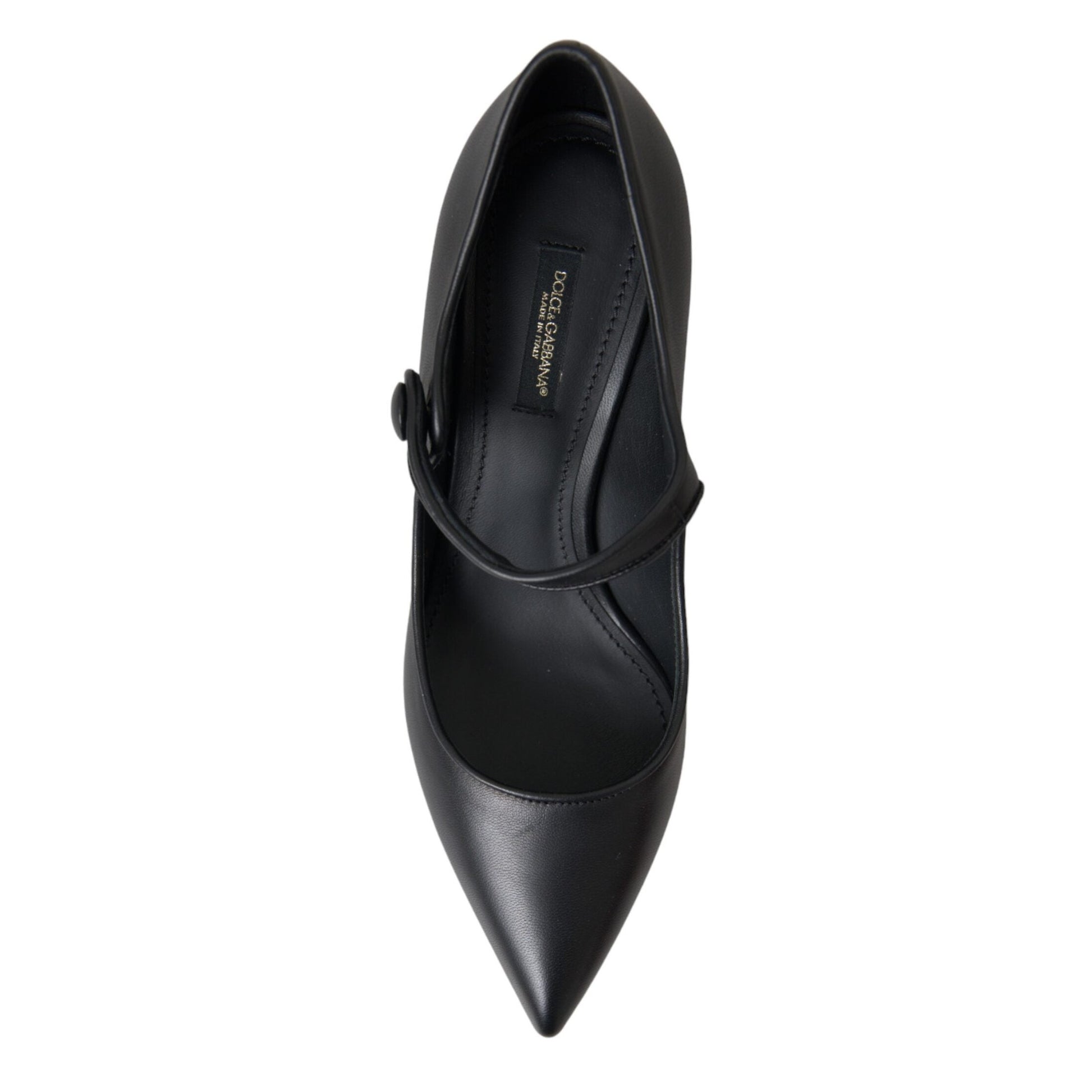 Dolce & Gabbana Black Leather Logo Heels Mary Janes Pumps Shoes Dolce & Gabbana