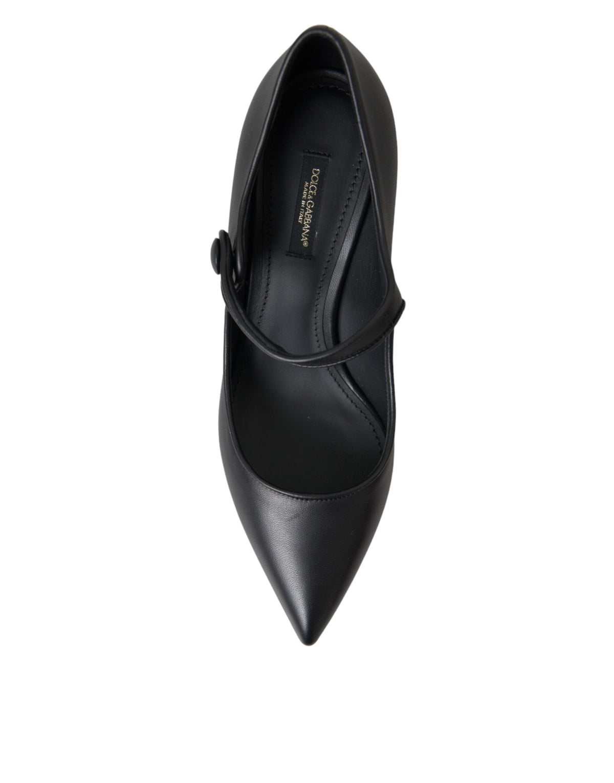 Dolce & Gabbana Black Leather Logo Heels Mary Janes Pumps Shoes - Eljoys Fashion 
