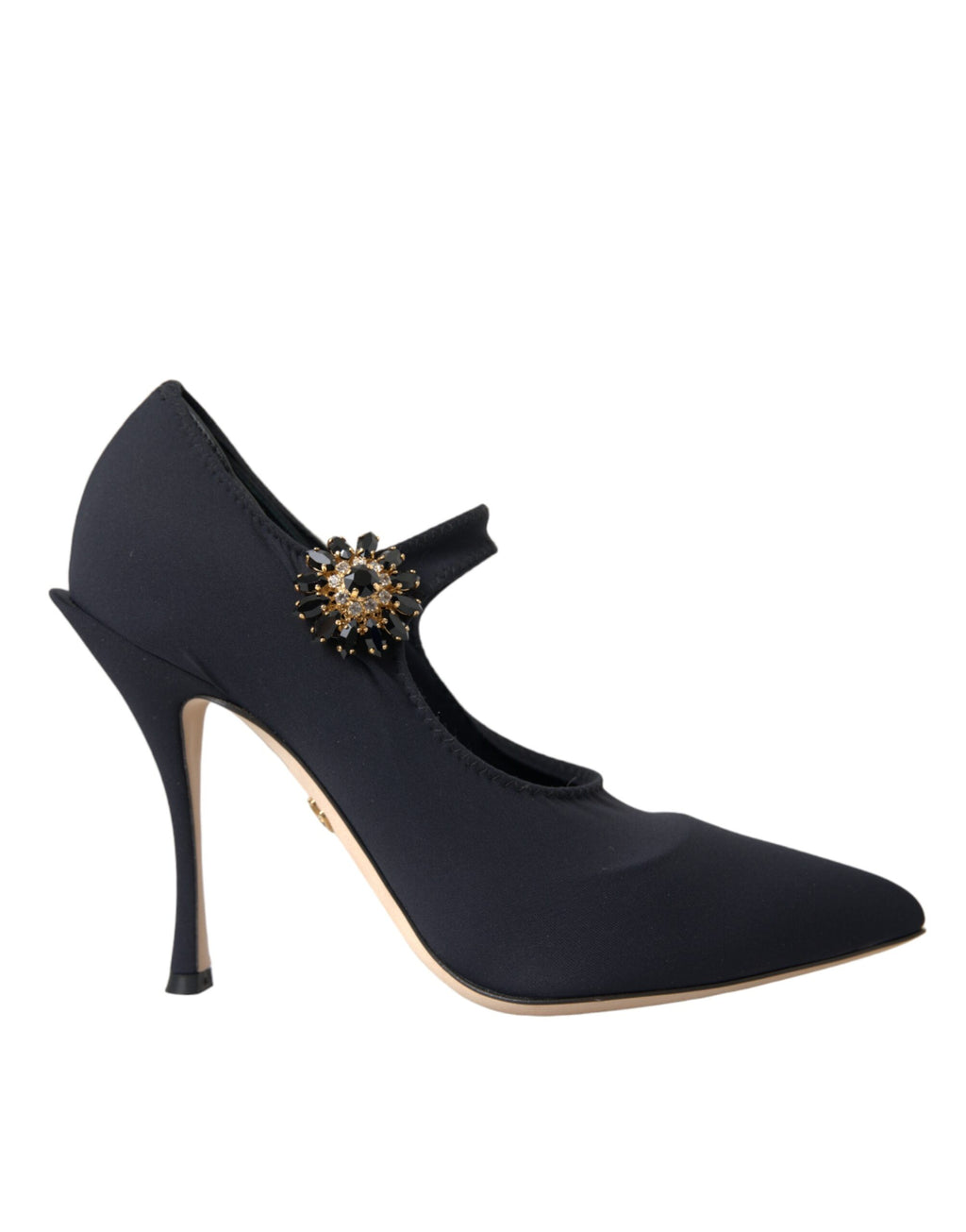 Dolce & Gabbana Black Mary Jane Jersey Crystal Pumps Shoes - Eljoys Fashion 
