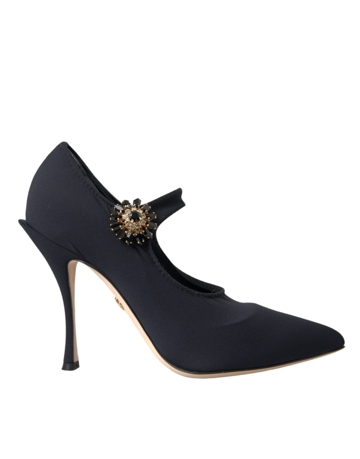 Dolce & Gabbana Black Mary Jane Jersey Crystal Pumps Shoes - Eljoys Fashion 