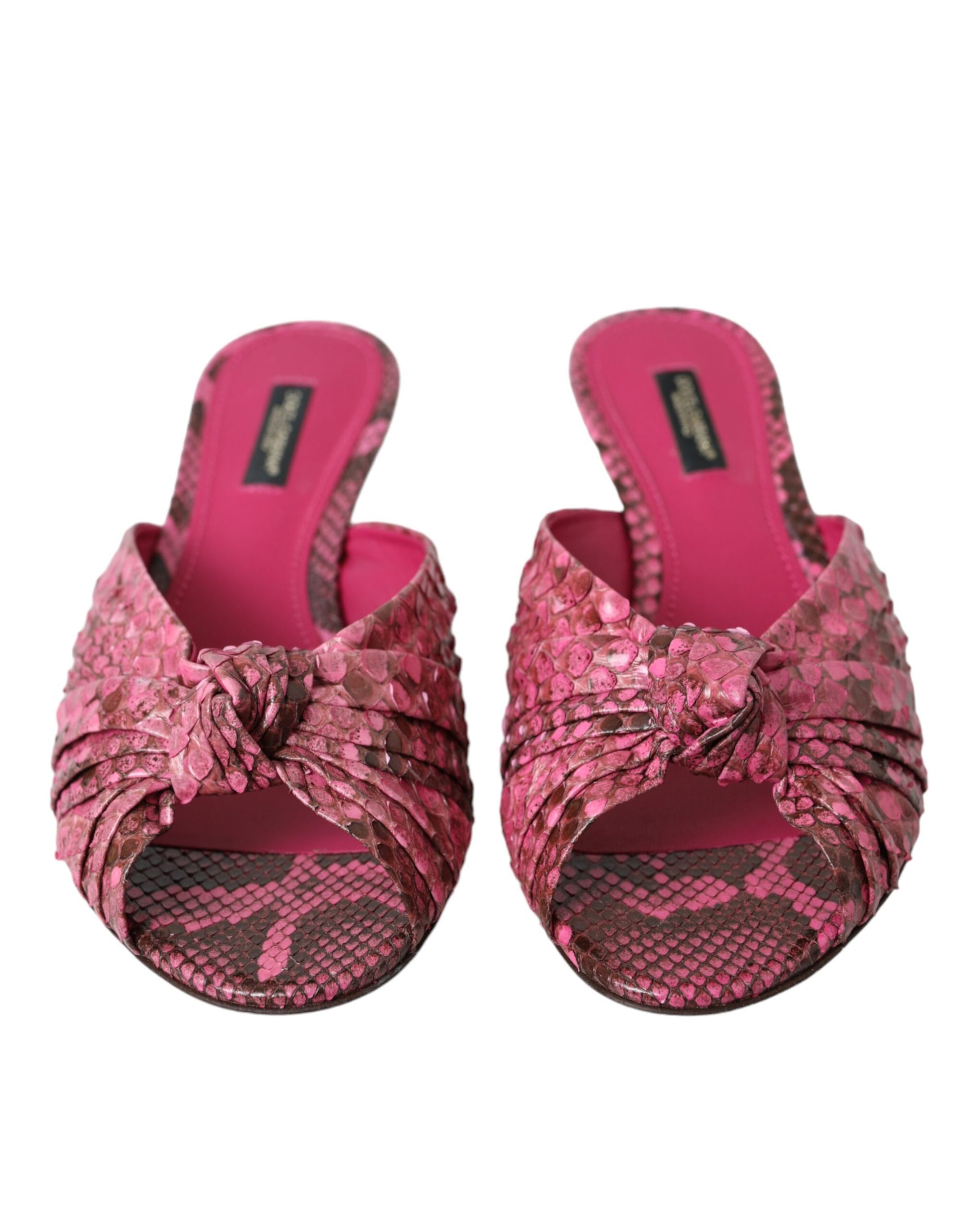 Dolce & Gabbana Pink Exotic Leather Kitten Heels Slides Shoes Dolce & Gabbana