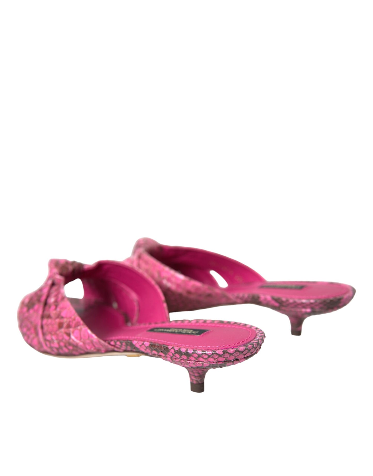 Dolce & Gabbana Pink Exotic Leather Kitten Heels Slides Shoes Dolce & Gabbana