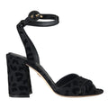 Dolce & Gabbana Black Leopard Suede Heels Sandals Shoes