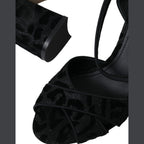 Dolce & Gabbana Black Leopard Suede Heels Sandals Shoes