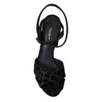 Dolce & Gabbana Black Leopard Suede Heels Sandals Shoes