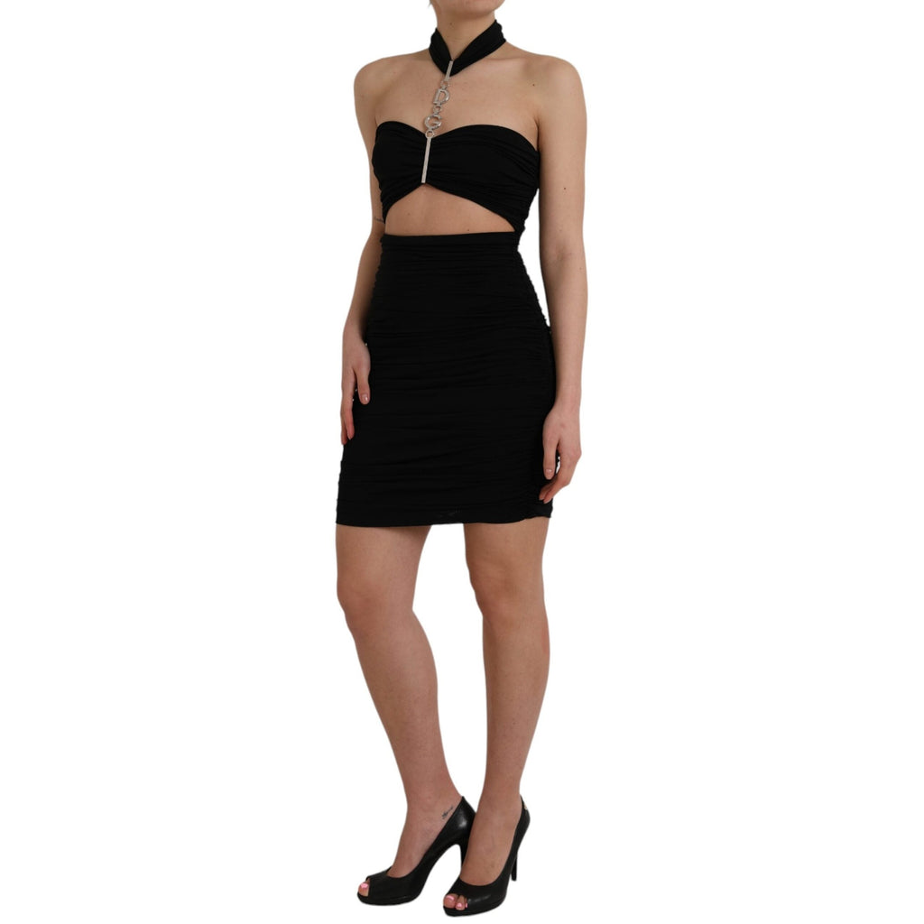 Dolce & Gabbana Black Cut Out Sleeveless Bodycon Mini Dress