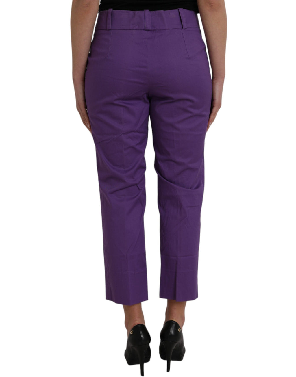 BENCIVENGA Purple Cotton MidWaist Straight Cropped Pants - Eljoys Fashion 