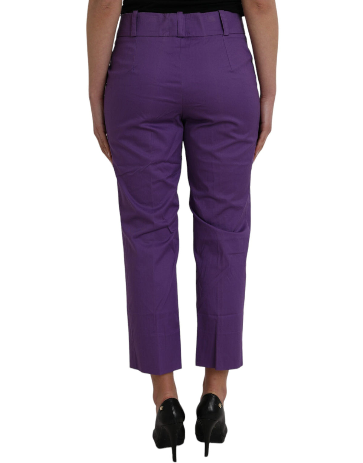 BENCIVENGA Purple Cotton MidWaist Straight Cropped Pants - Eljoys Fashion 