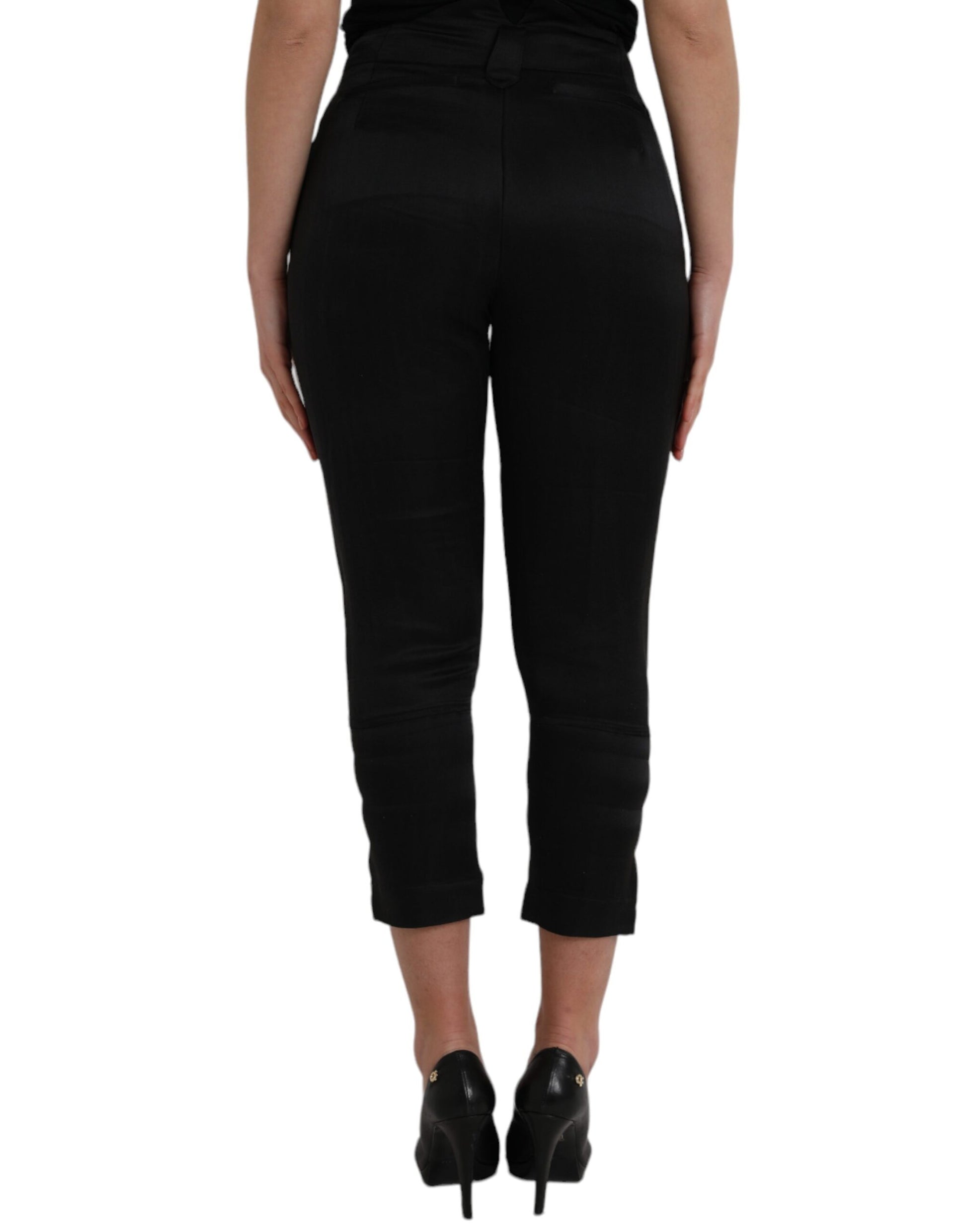 Ermanno Scervino Black High Waist Capri Cropped Pants Ermanno Scervino