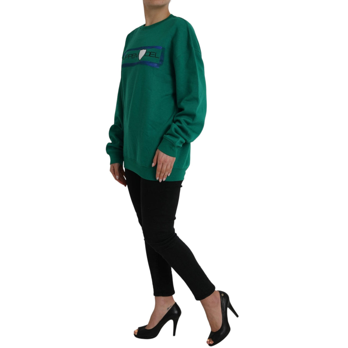 Philippe Model Green Cotton Logo Print Long Sleeves Pullover Sweater